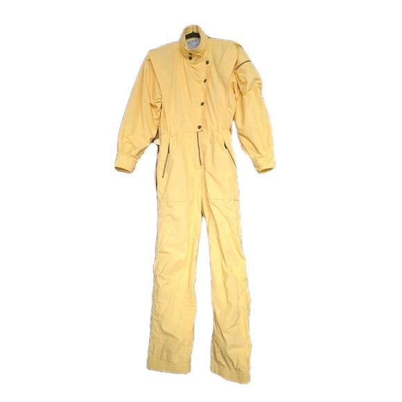 Kaelin Ski Suit Snowsuit One Piece Snow Bib Retro Snowboard Vintage Yellow Small - Picture 1 of 16